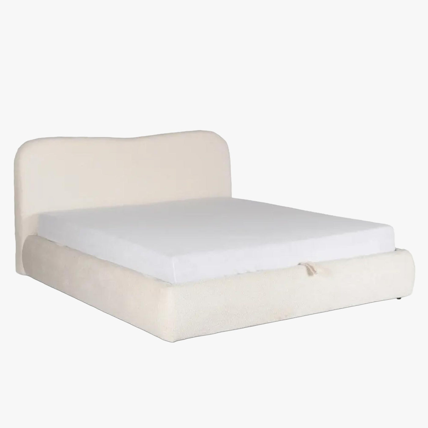 BRISTOL Lit double en tissu bouclette beige avec coffre 160x200 cm