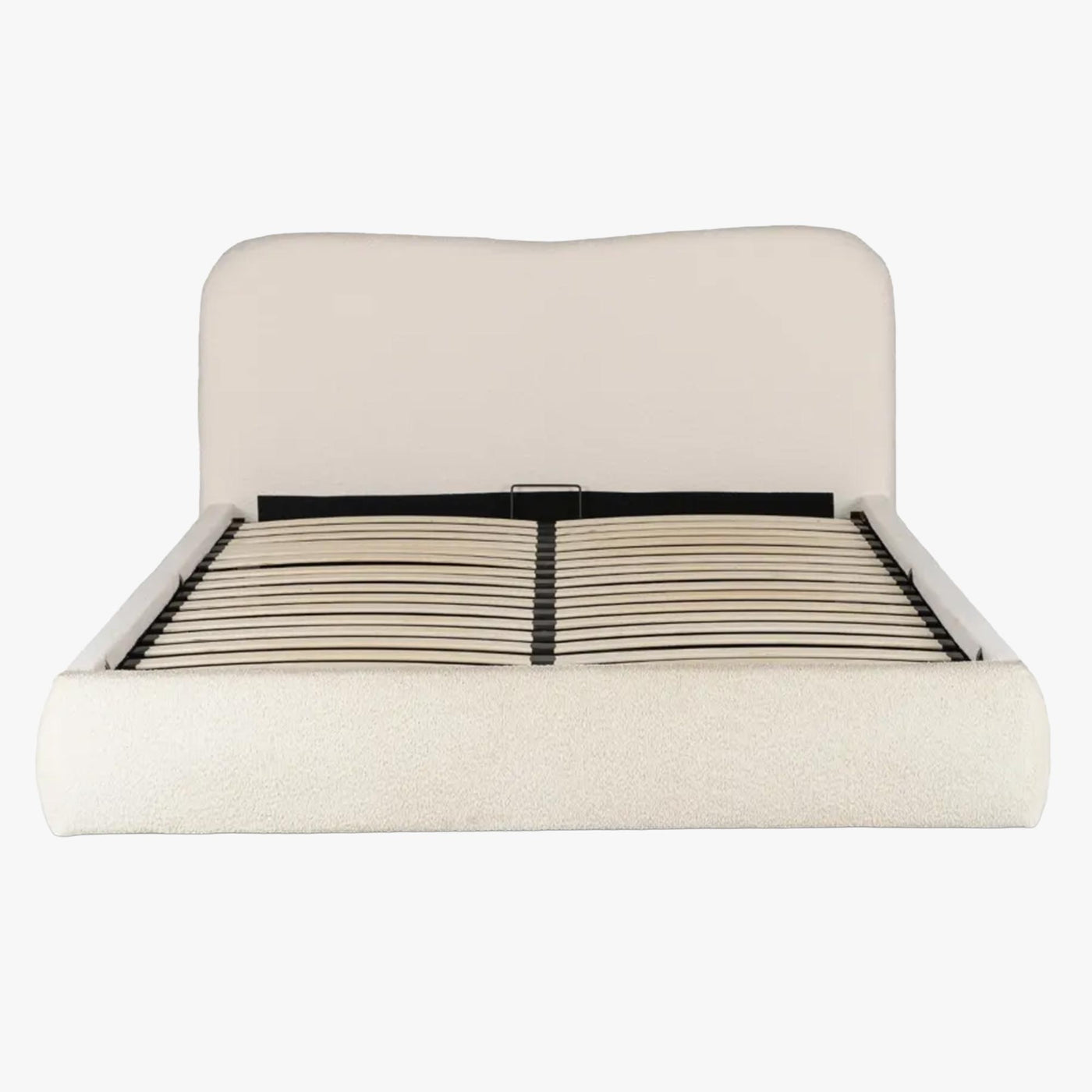 BRISTOL Lit double en tissu bouclette beige avec coffre 160x200 cm