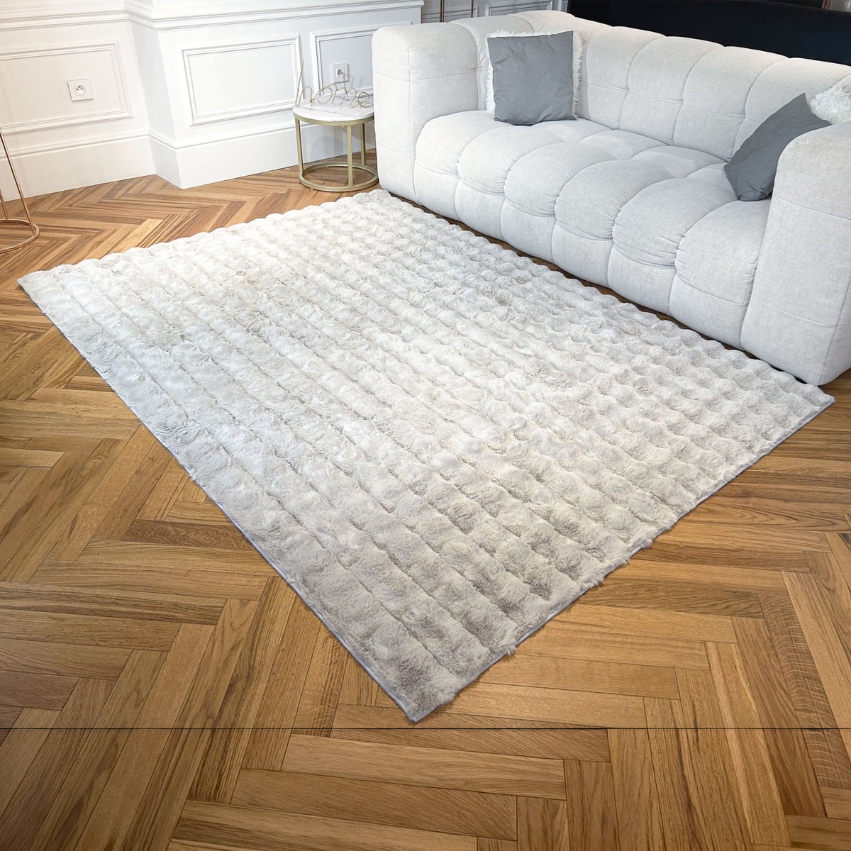 BUBBLE Tapis tissu doux à relief gris - 160x230 cm