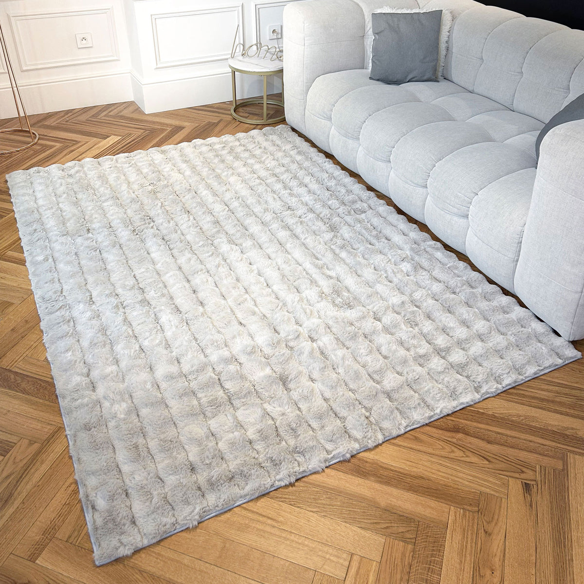 BUBBLE Tapis tissu doux à relief gris - 160x230 cm