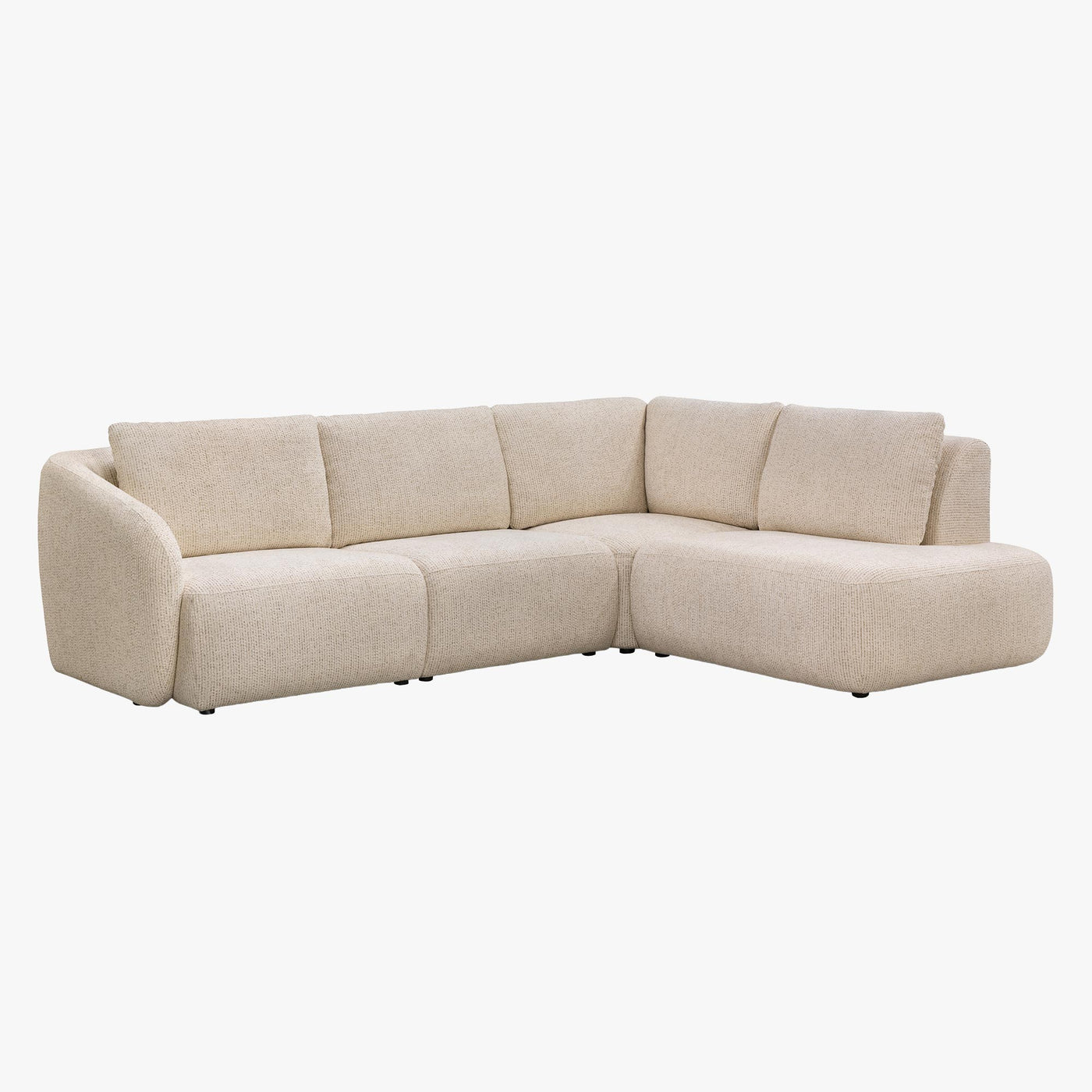 LINDA Canapé d'angle en tissu beige - Angle droit