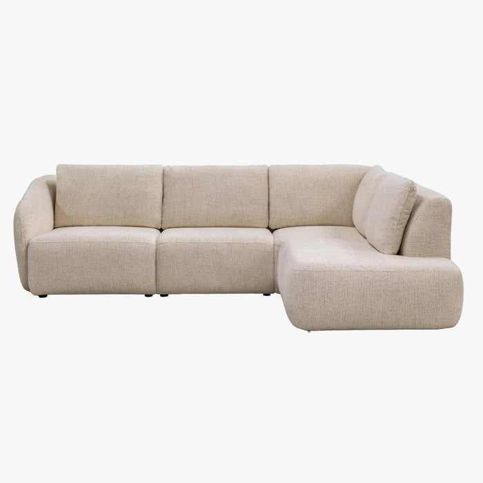 LINDA Canapé d'angle en tissu beige - Angle droit