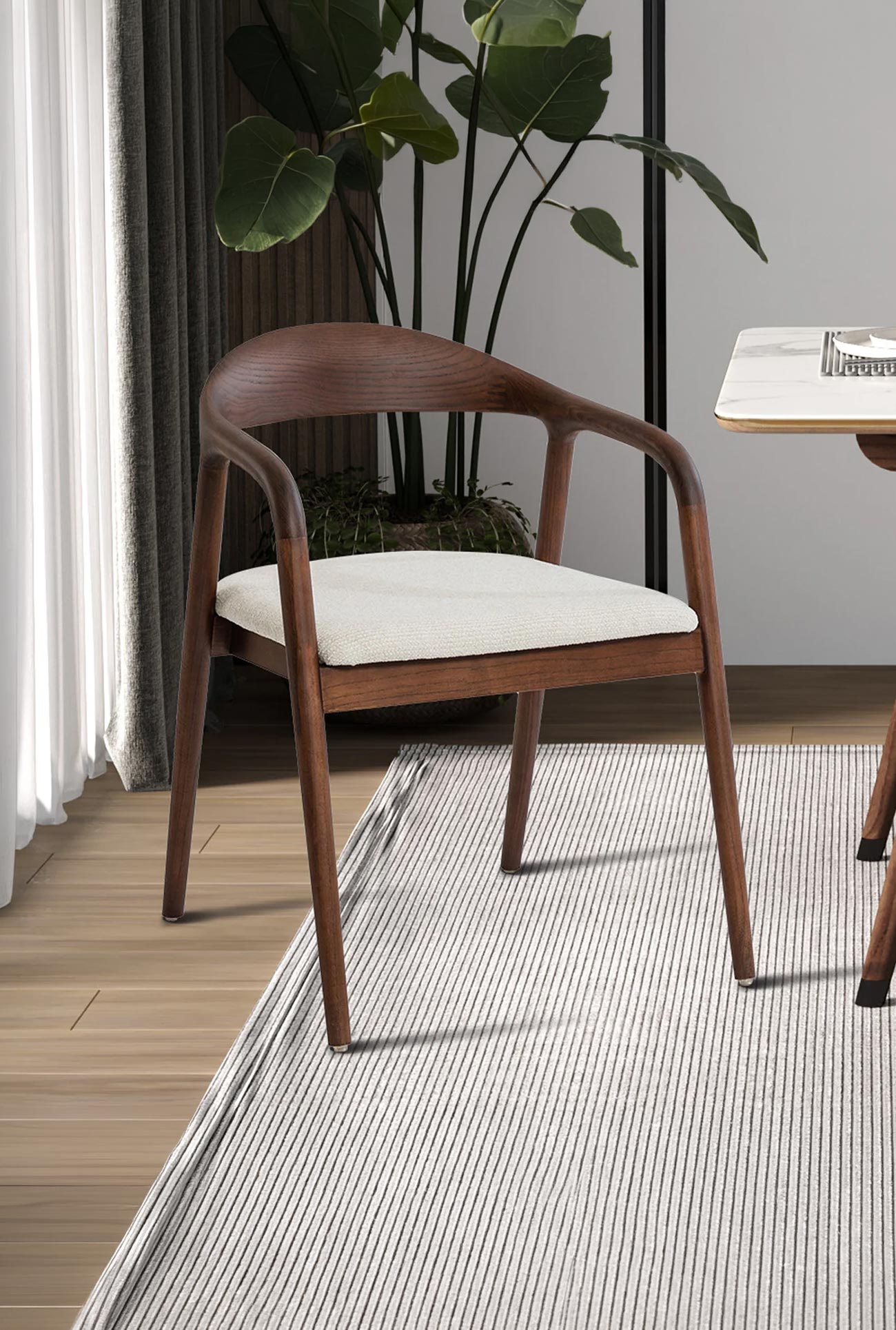 CLAIRE - Chaises de repas en tissu avec piètement en bois
