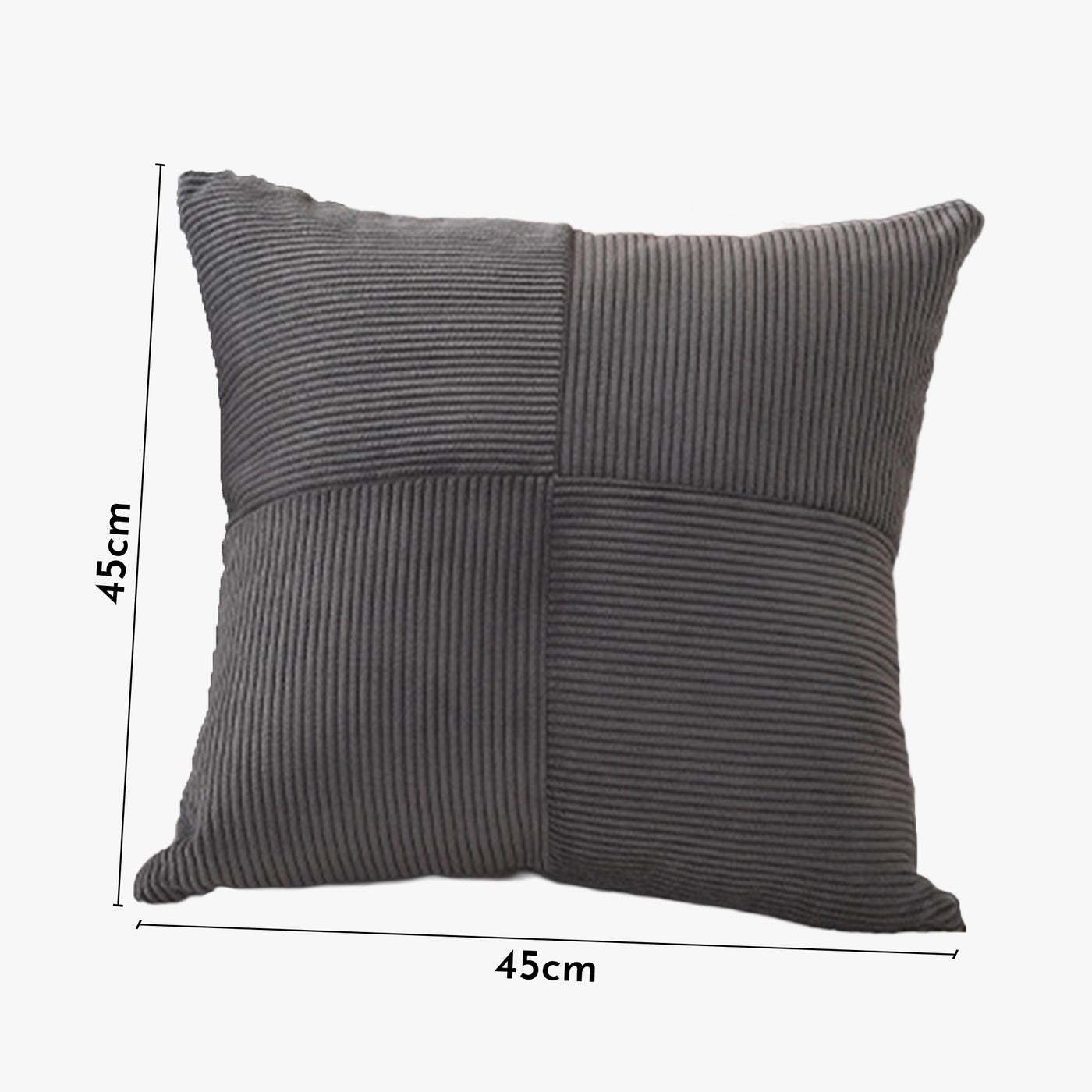 ISYS Coussin carré en tissu côtelé gris 45x45 cm