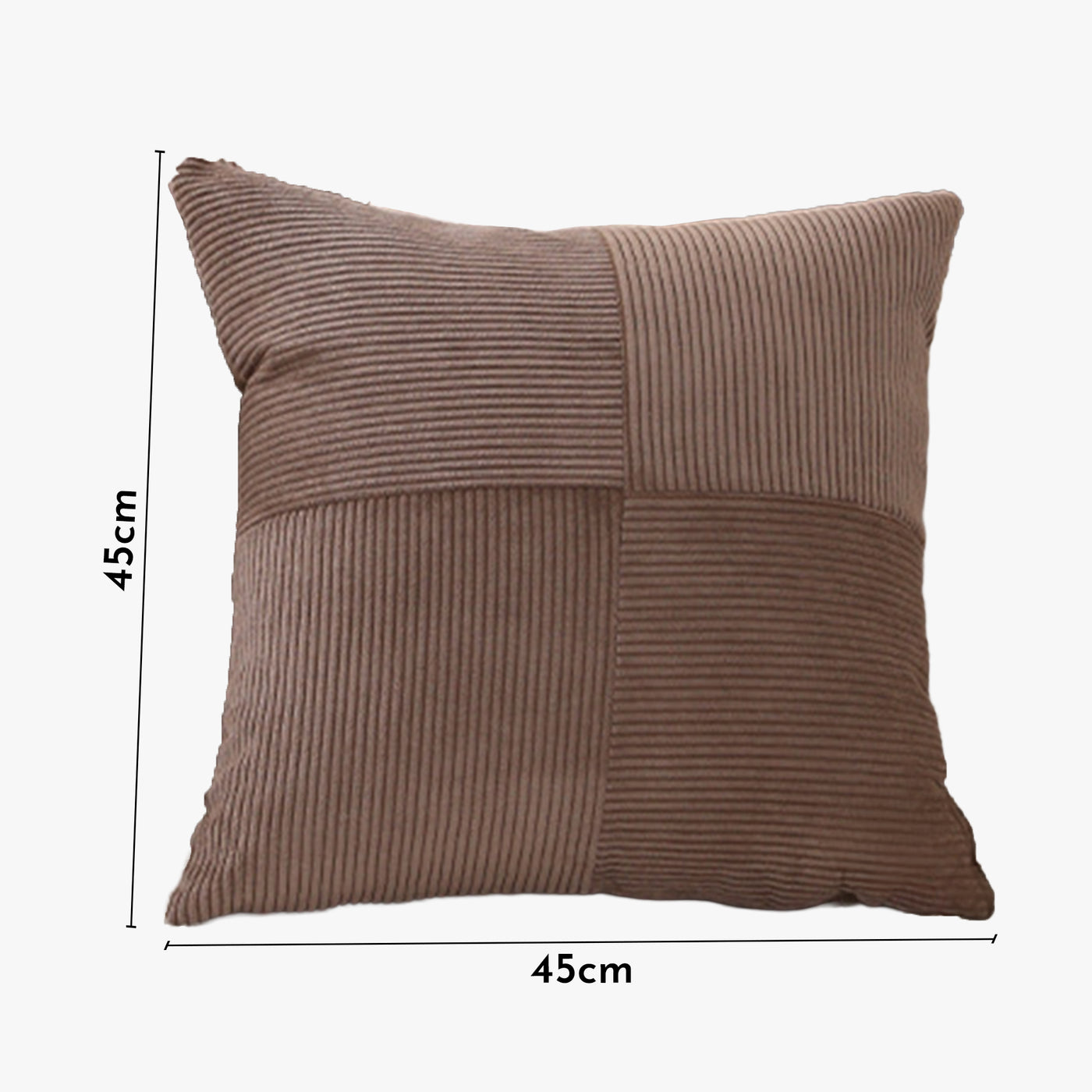 ISYS Coussin carré en tissu côtelé marron 45x45 cm