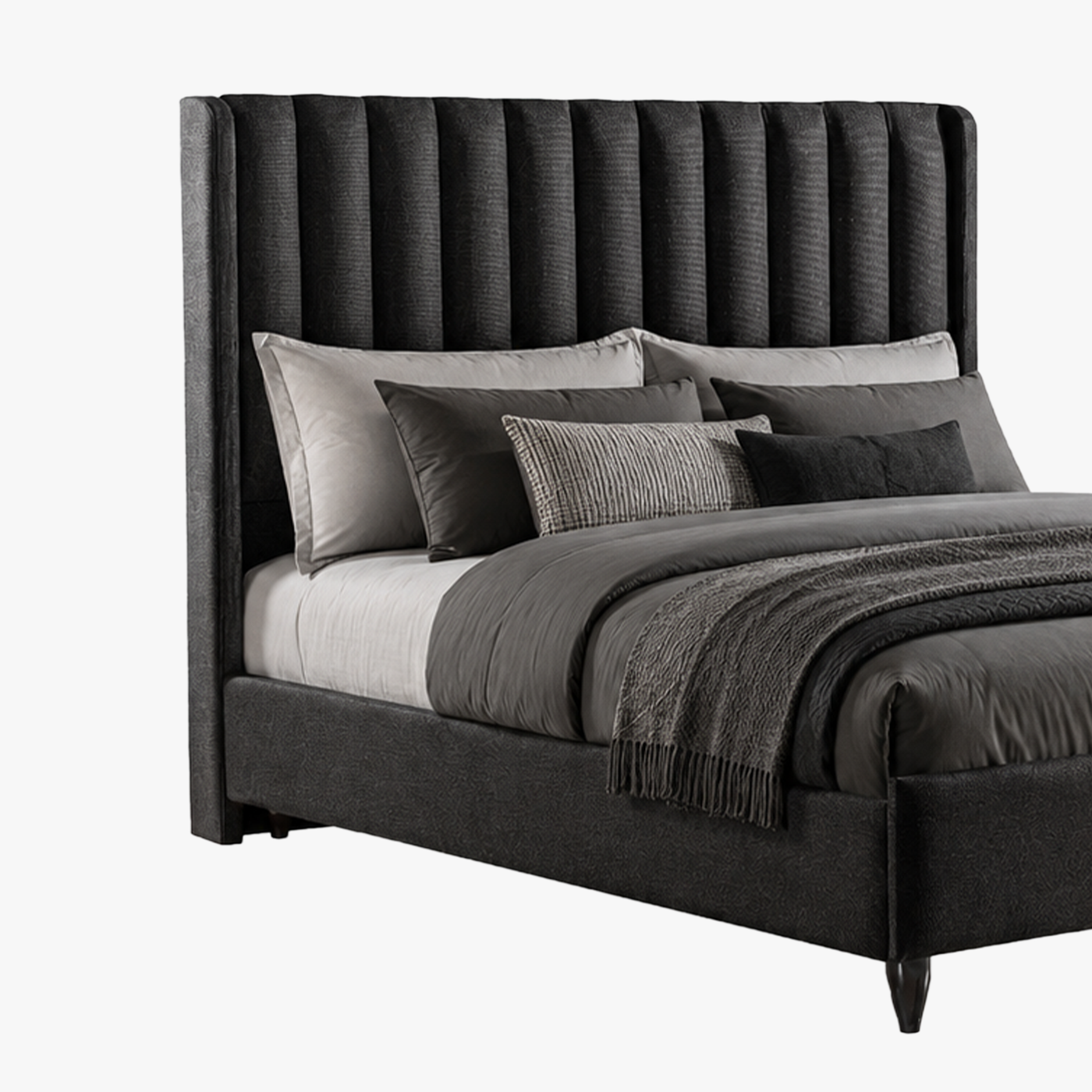 SAYA Lit coffre en tissu noir 140x190 cm