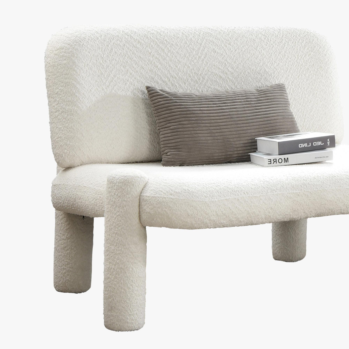 DANITA Canapé 2 places design effet peau de mouton blanc écru