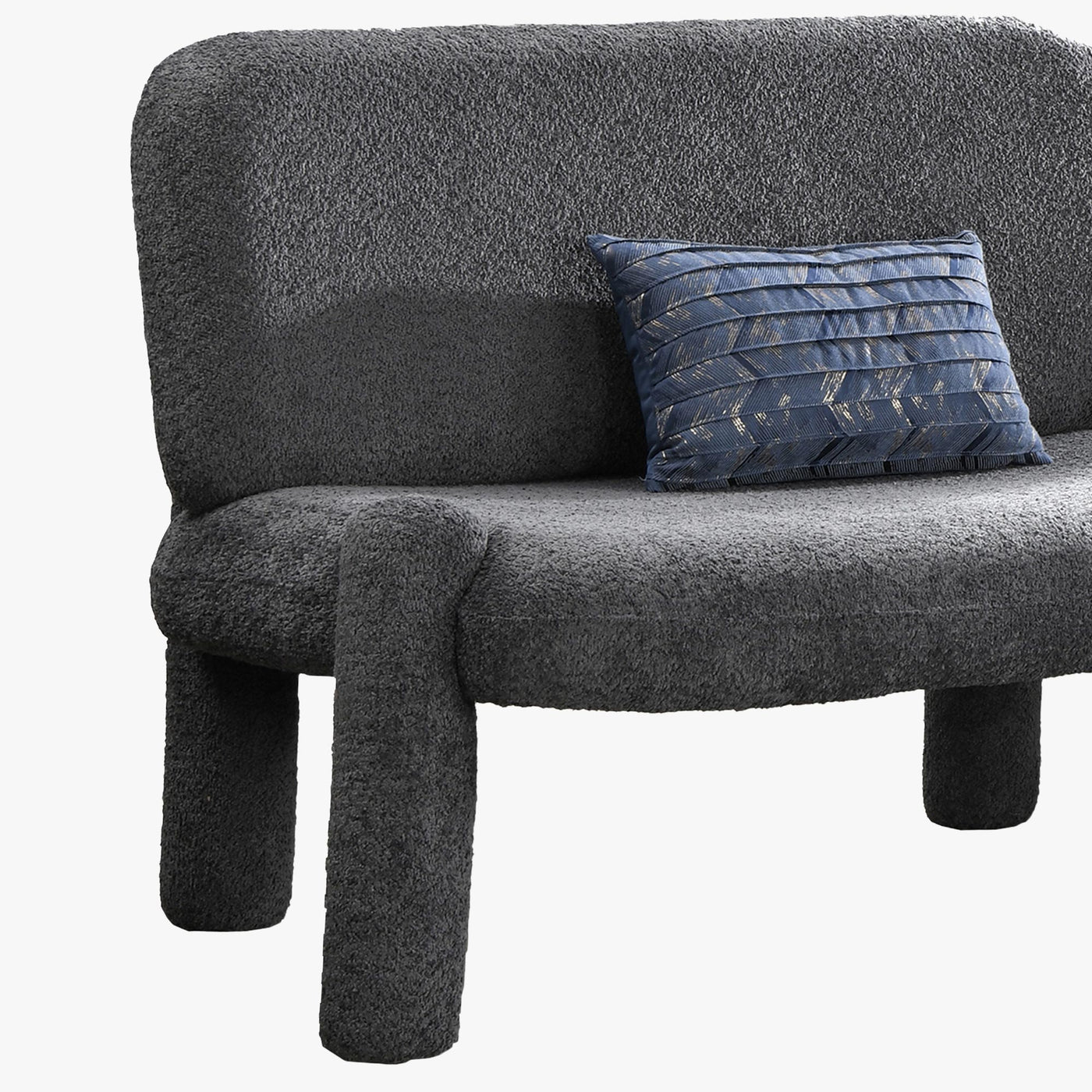 DANITA Canapé 2 places design effet peau de mouton anthracite