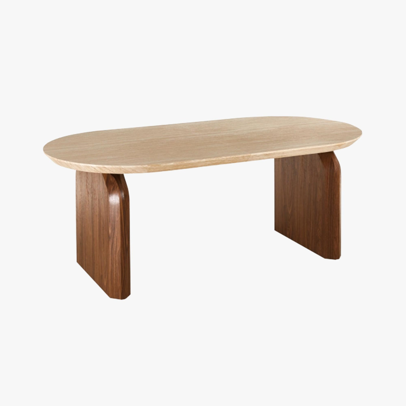 DANTE Table à manger ovale extensible couleur travertin et bois foncé 200-300 cm