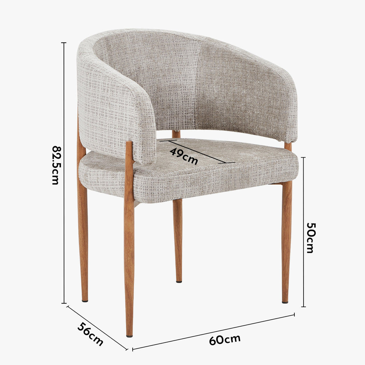 RUMA Lot de 2 chaises en tissu beige foncé pieds couleur bois clair - Chaise de repas - Mobilier Deco