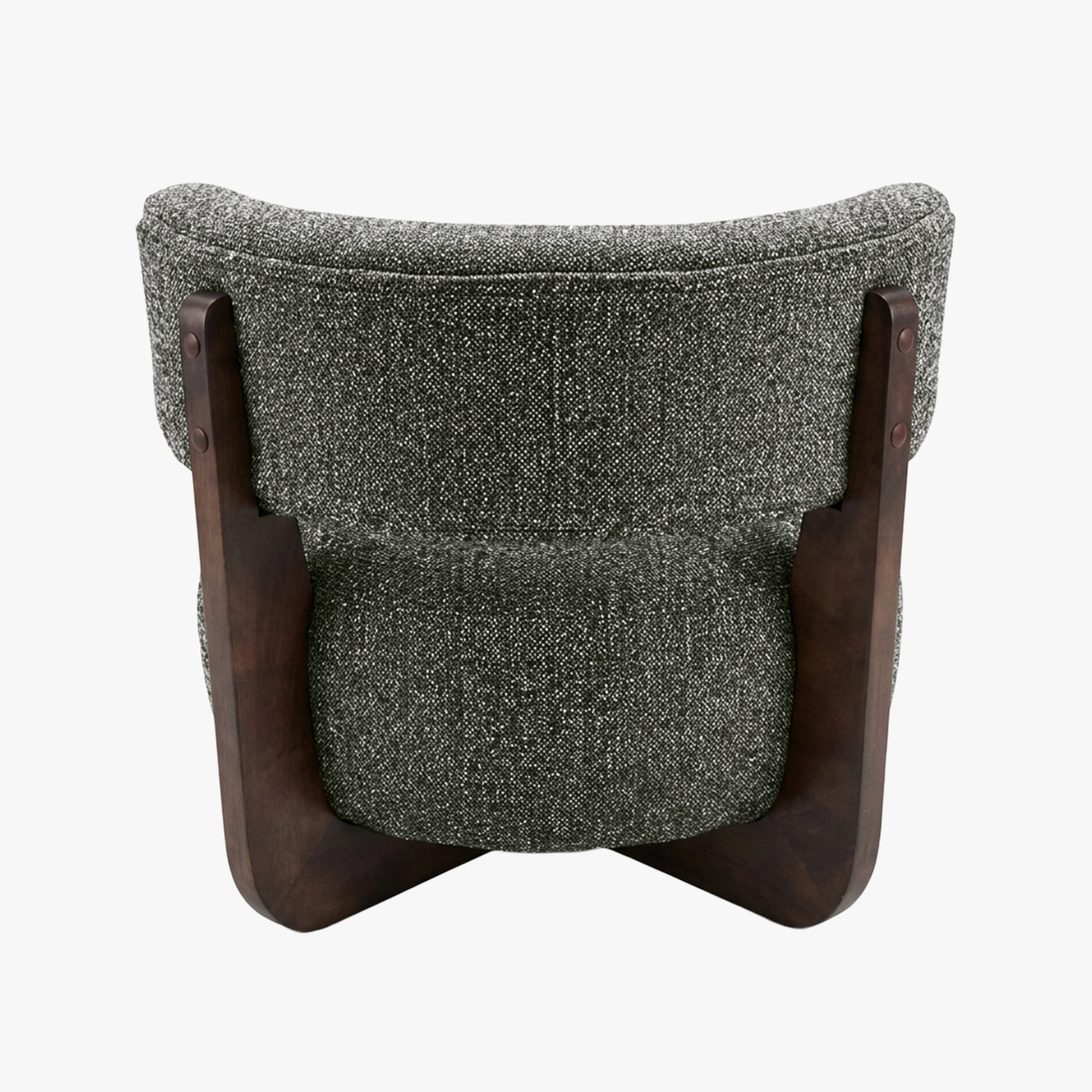 ESTER Fauteuil en tissu texturé vert pieds en bois foncé