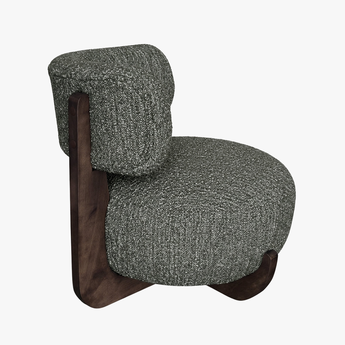 ESTER Fauteuil en tissu texturé vert pieds en bois foncé