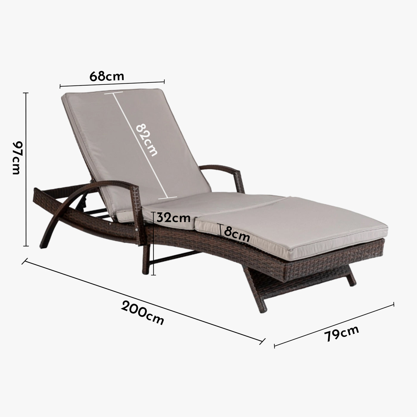 FELIZ Fauteuil de jardin inclinable gris et marron