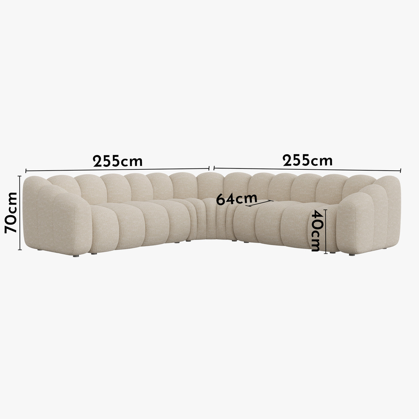 GABY XL Canapé d'angle réversible en tissu beige