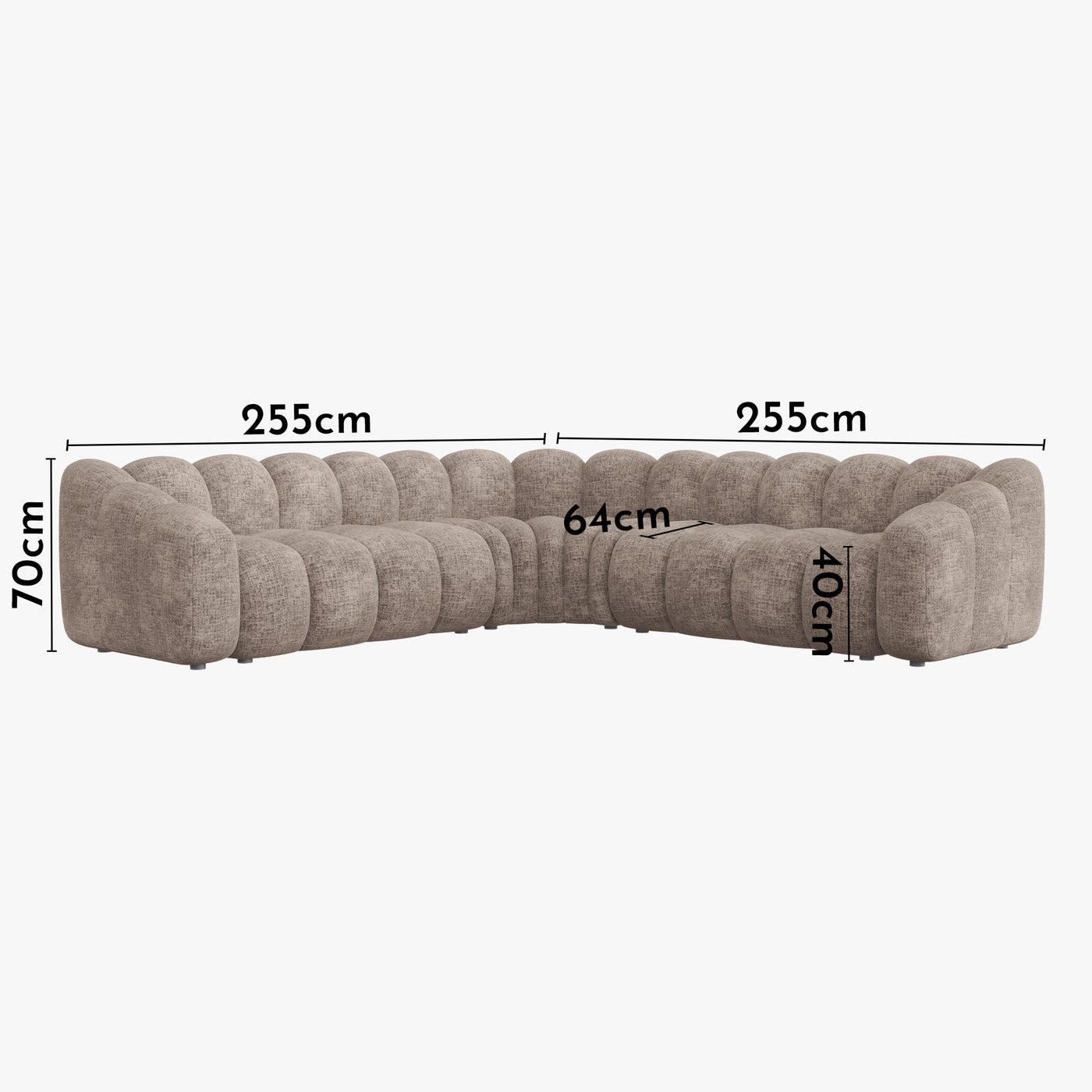 GABY XL Canapé d'angle réversible en tissu taupe