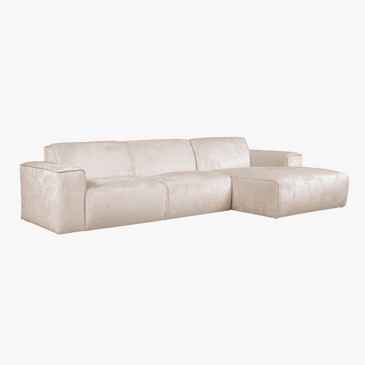 GIULIA Canapé d'angle en tissu beige - Angle droit