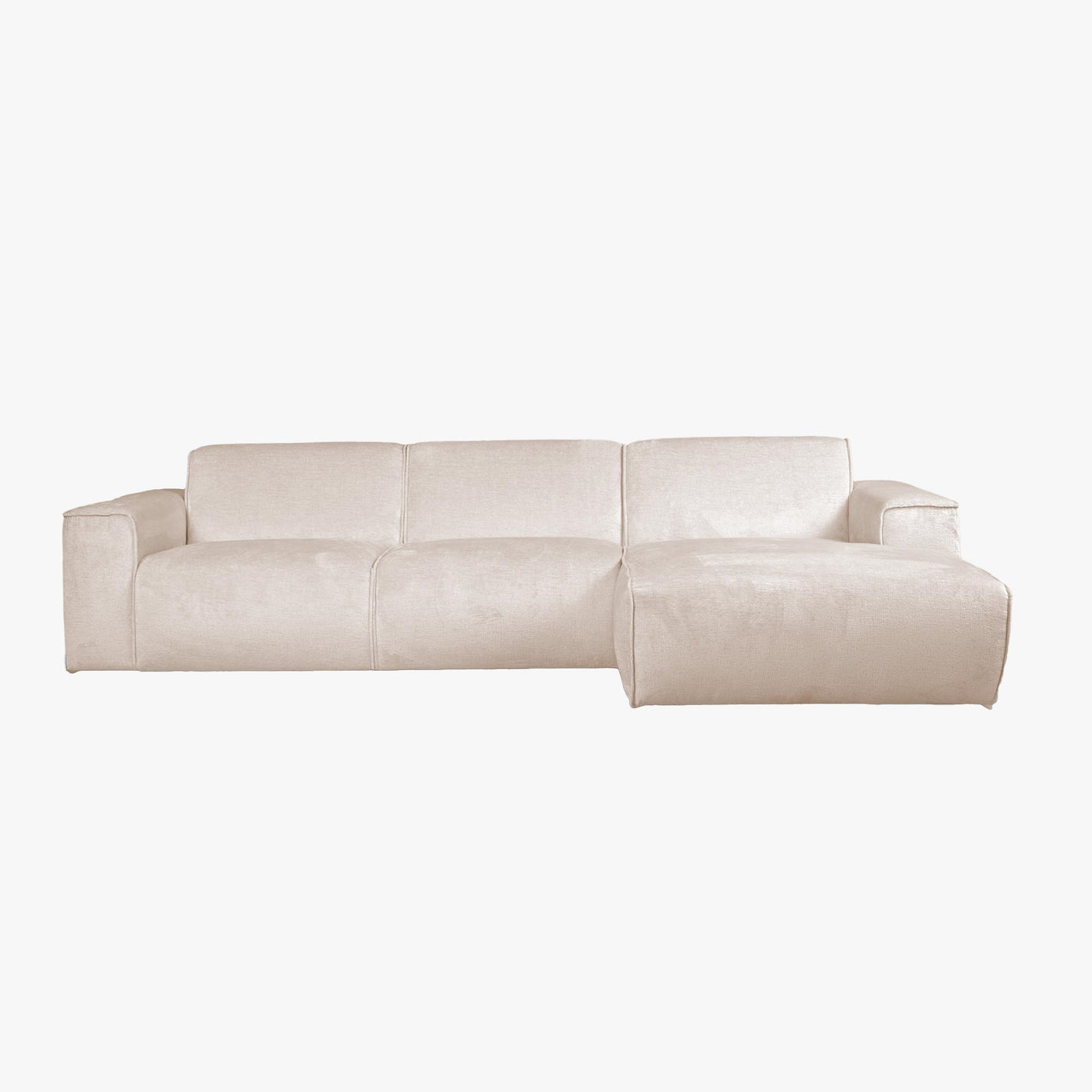 GIULIA Canapé d'angle en tissu beige - Angle droit