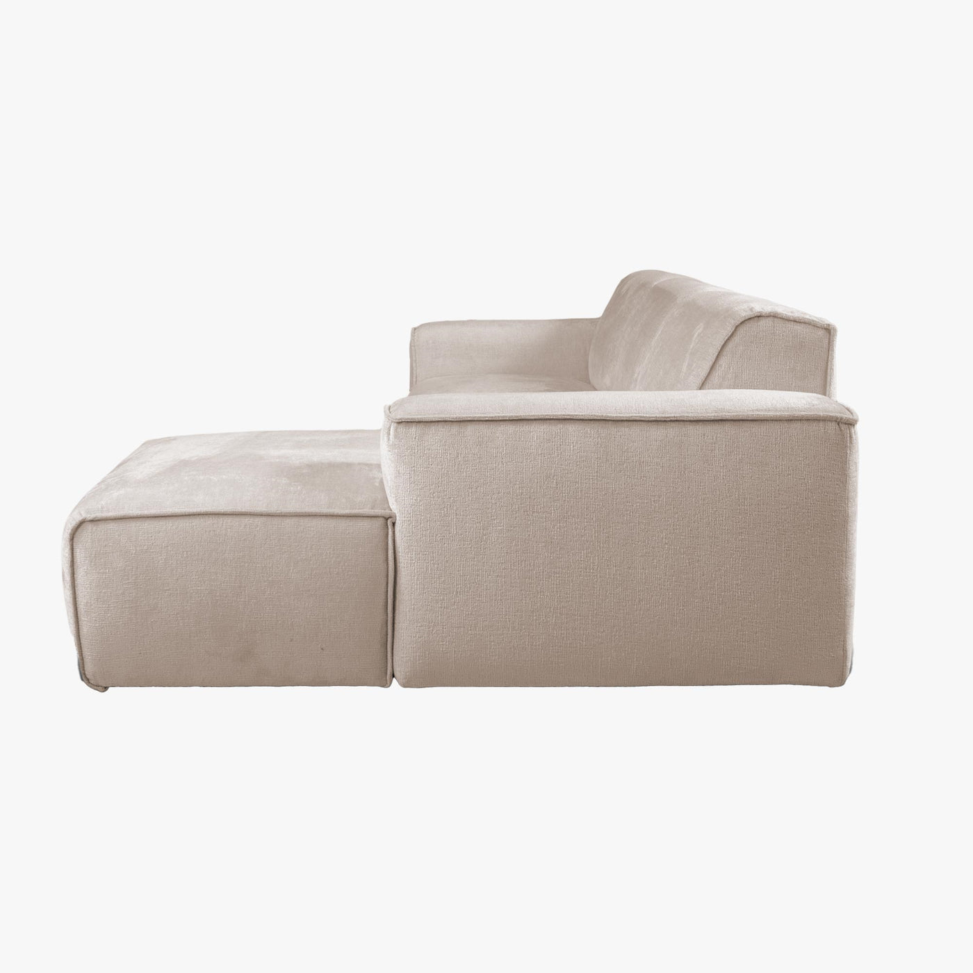 GIULIA Canapé d'angle en tissu beige - Angle droit