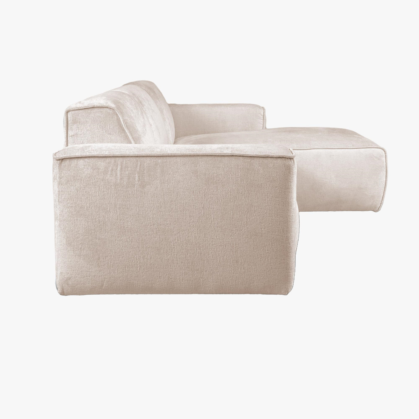 GIULIA Canapé d'angle en tissu beige - Angle droit