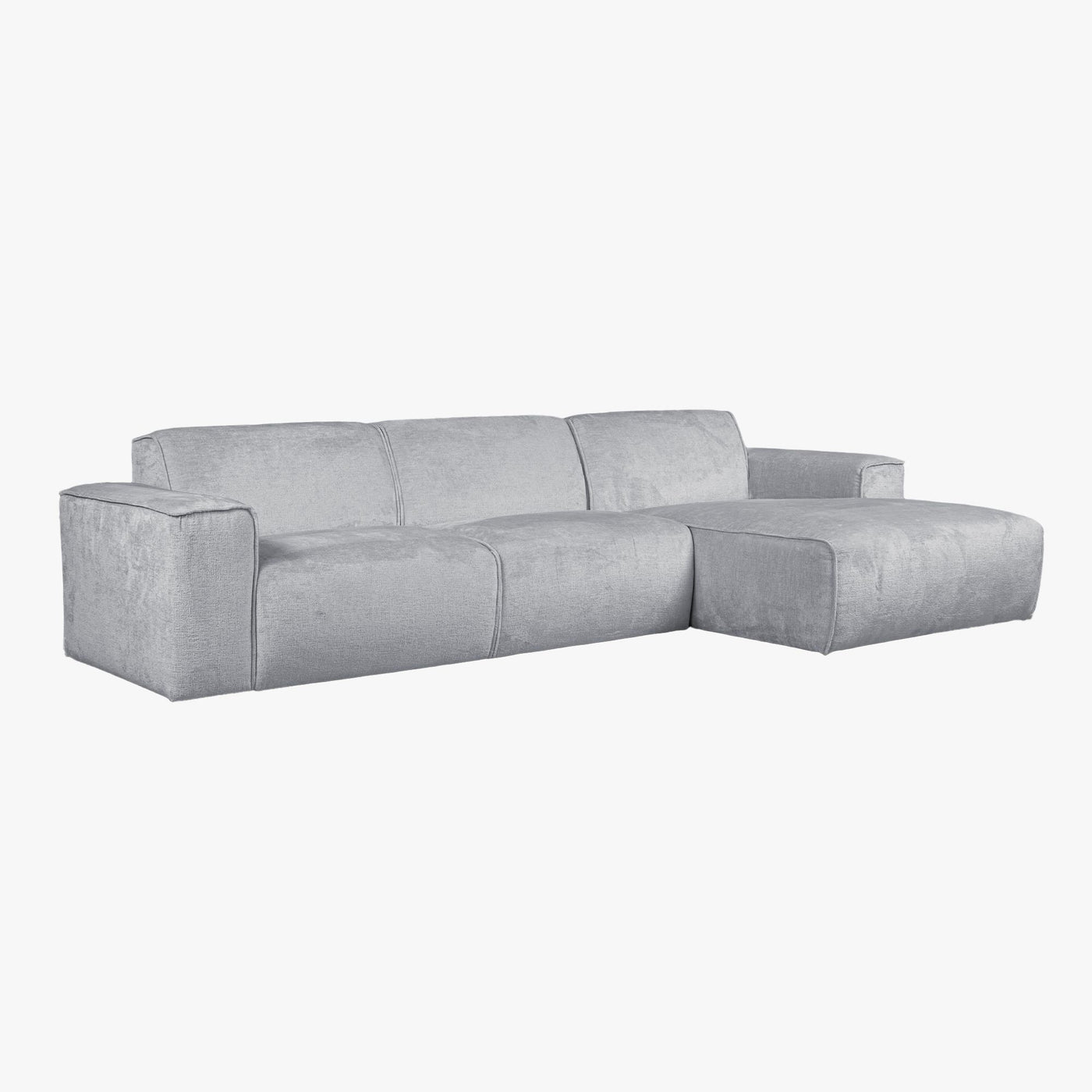 GIULIA Canapé d'angle en tissu gris - Angle droit