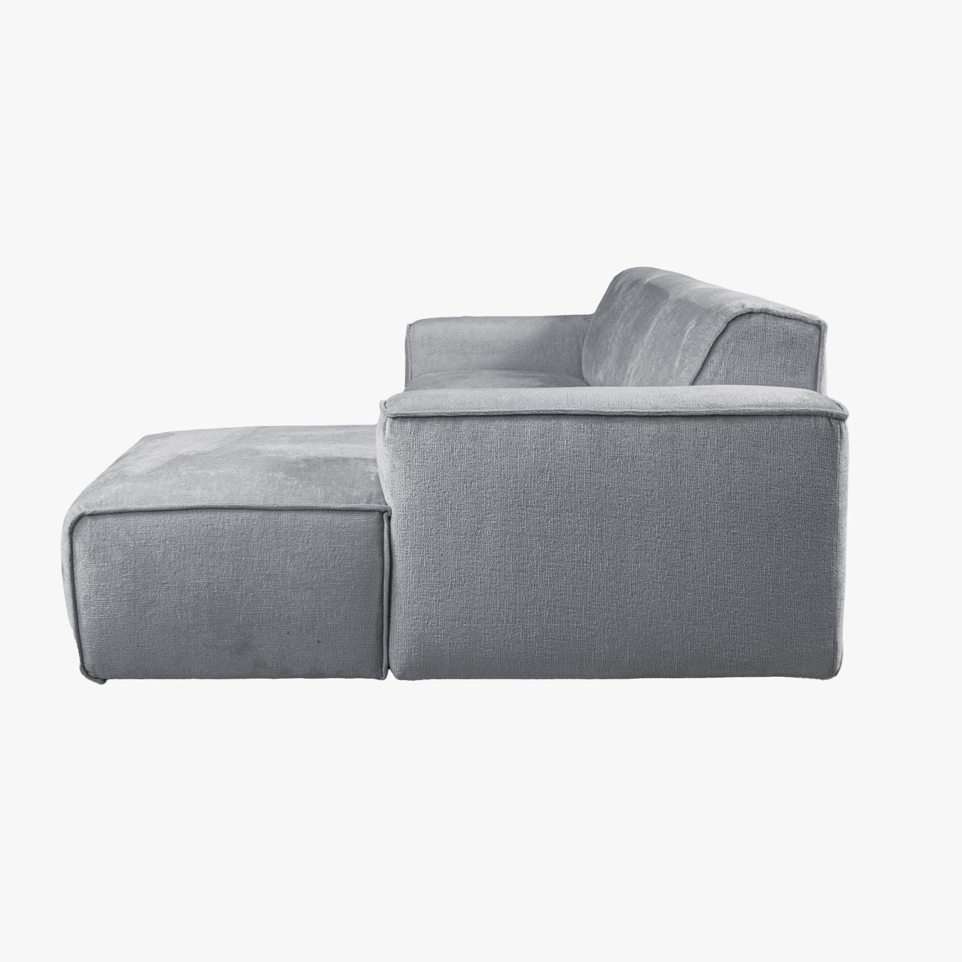 GIULIA Canapé d'angle en tissu gris - Angle droit