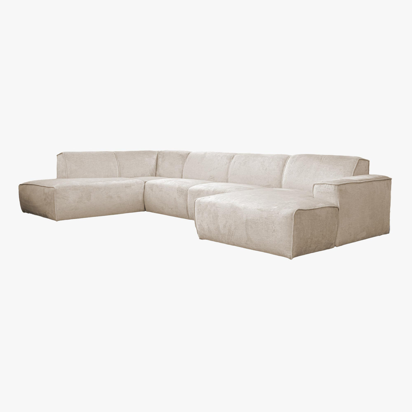 GIULIA Canapé panoramique en tissu beige - Angle gauche