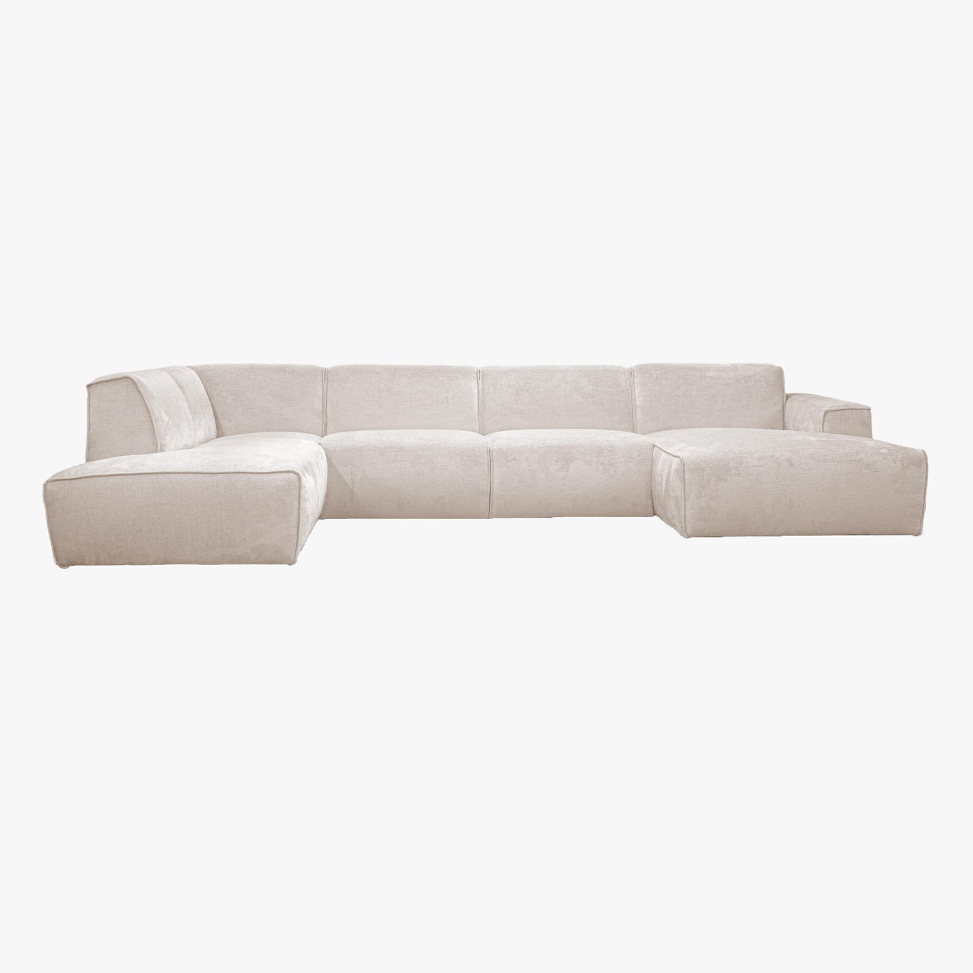 GIULIA Canapé panoramique en tissu beige - Angle gauche