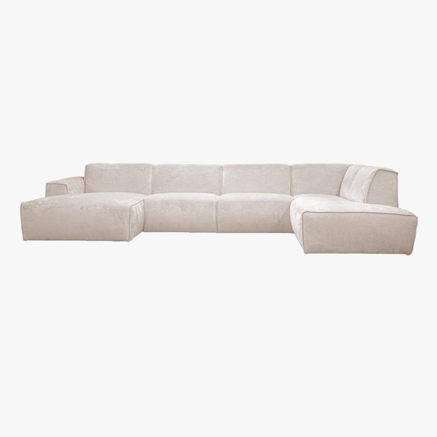 GIULIA Canapé panoramique en tissu beige - Angle droit