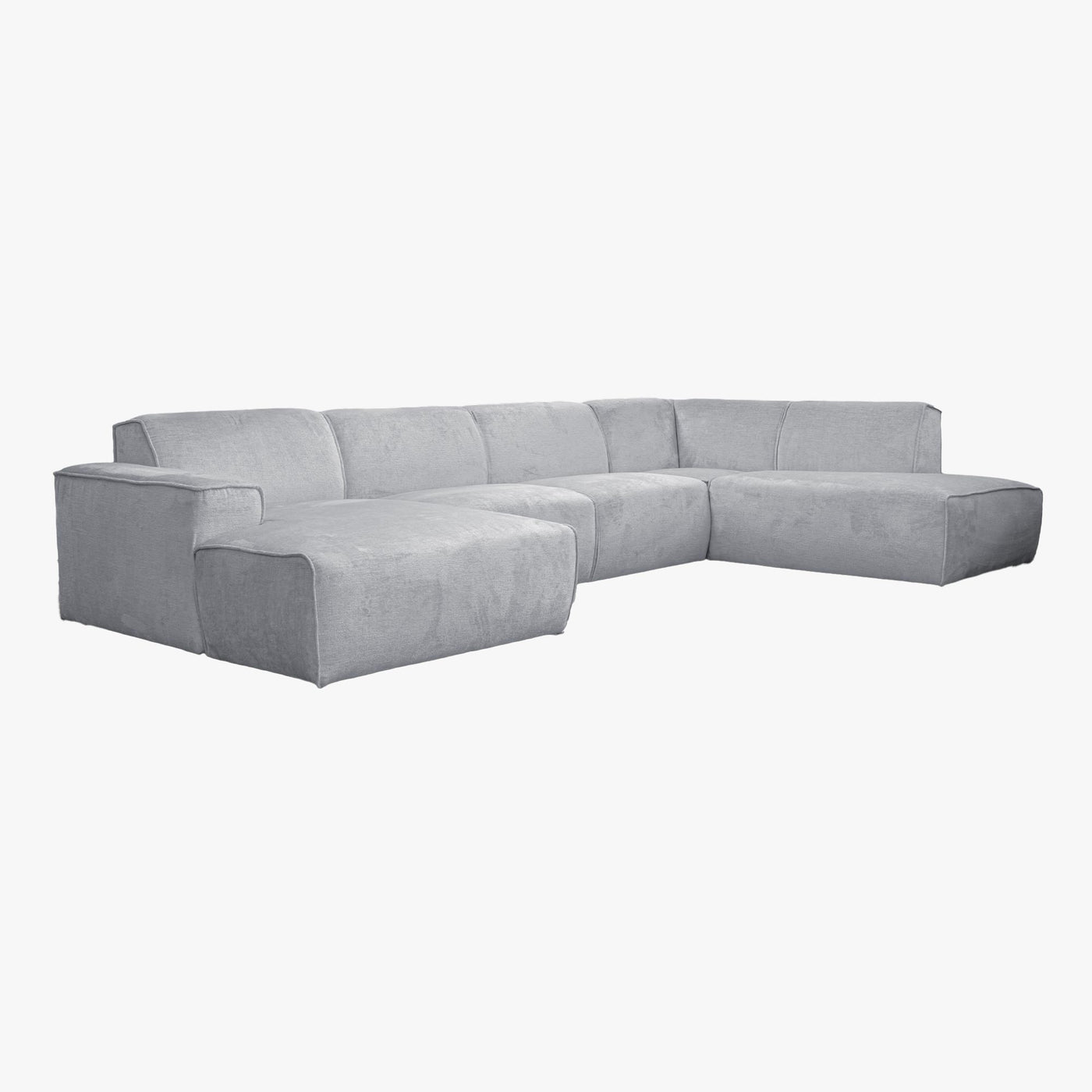 GIULIA Canapé panoramique en tissu gris - Angle droit