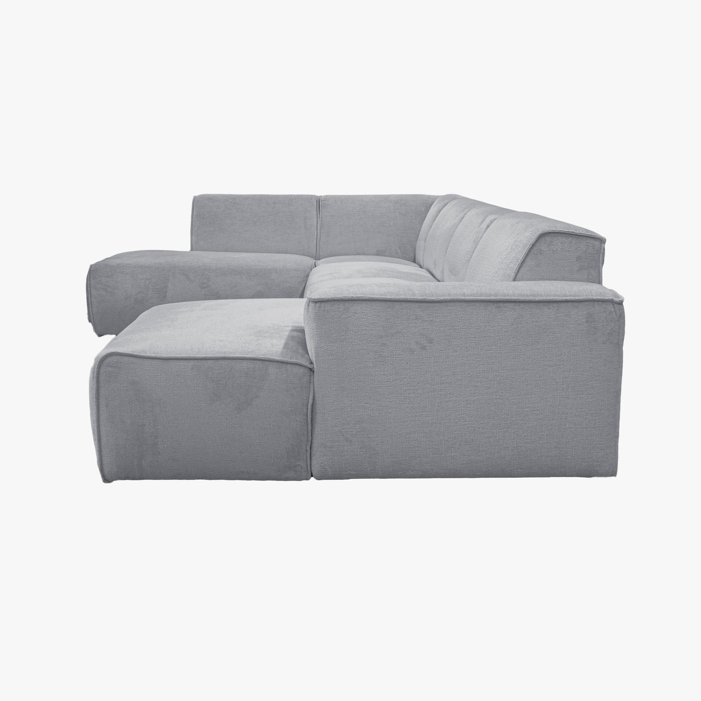 GIULIA Canapé panoramique en tissu gris - Angle gauche