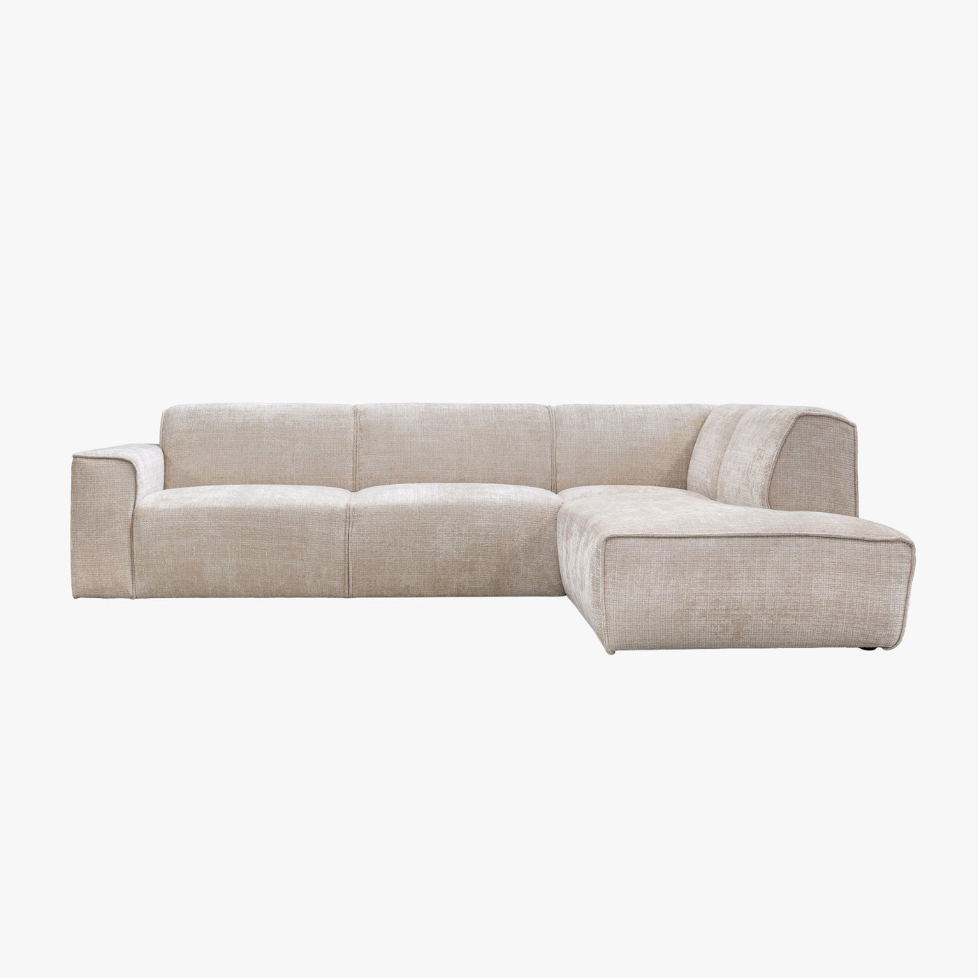 GIULIA XL Canapé d'angle en tissu beige - Angle droit