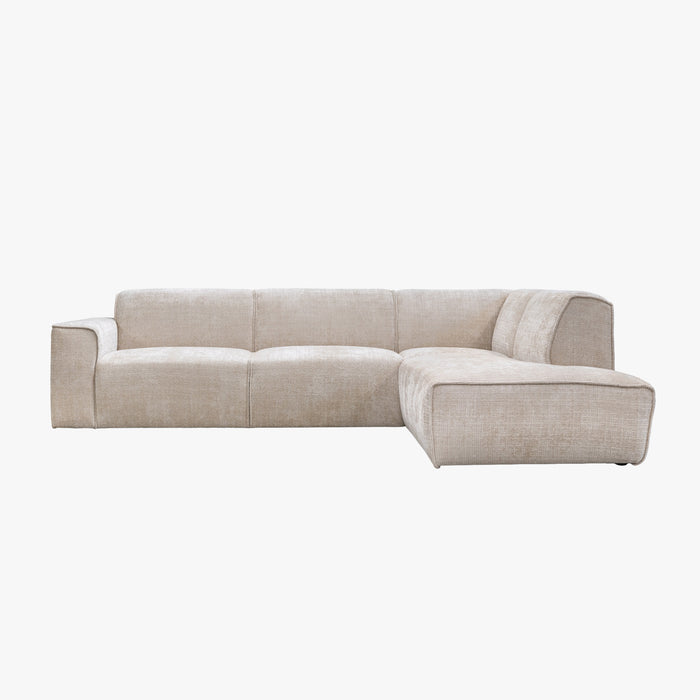 GIULIA XL Canapé d'angle en tissu beige - Angle droit