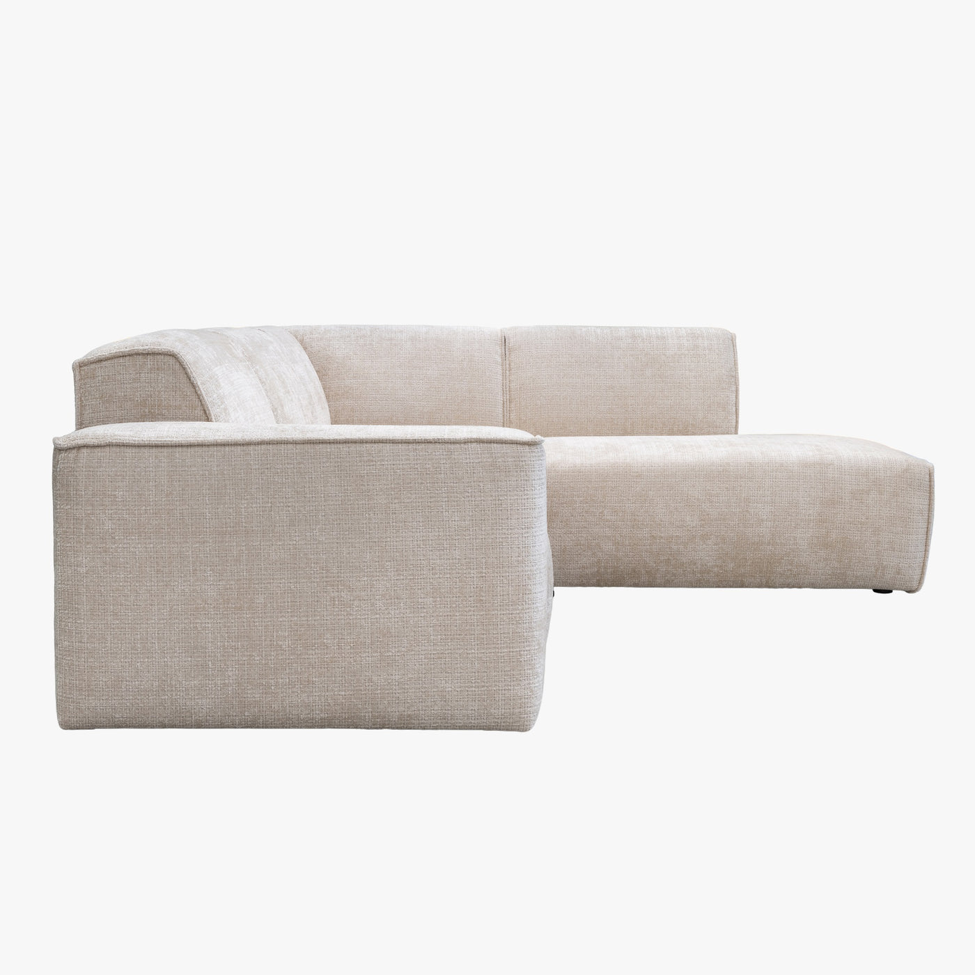GIULIA XL Canapé d'angle en tissu beige - Angle droit