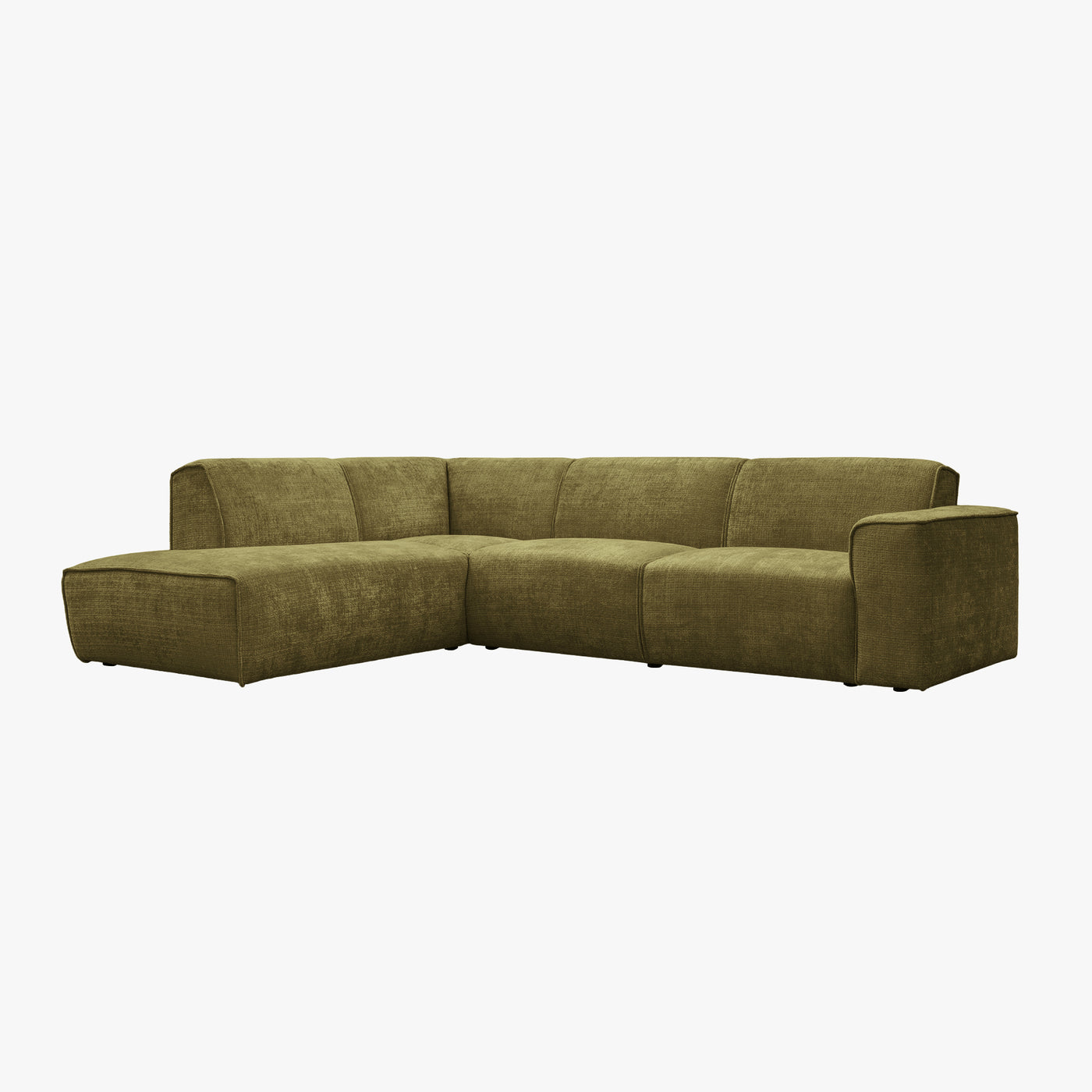 GIULIA XL Canapé d'angle en tissu vert - Angle gauche
