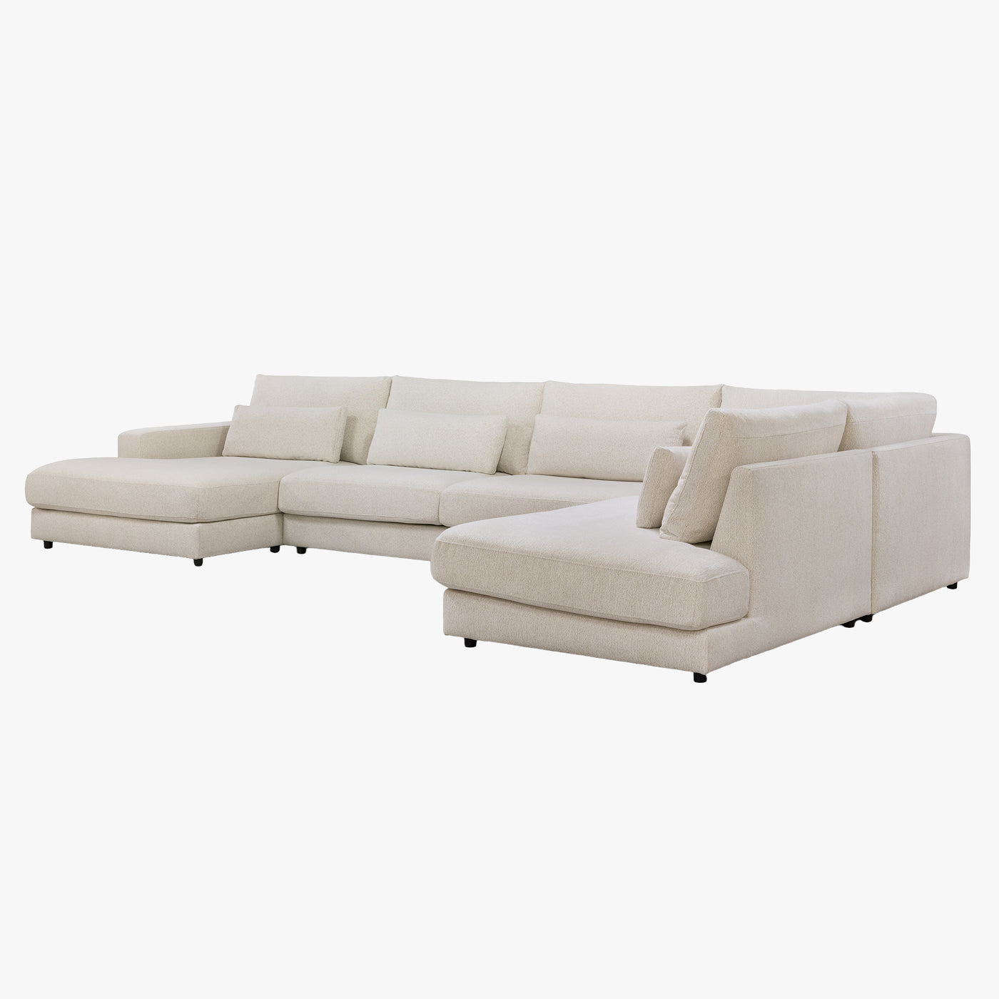 HILONA U Canapé panoramique tissu beige - Angle gauche