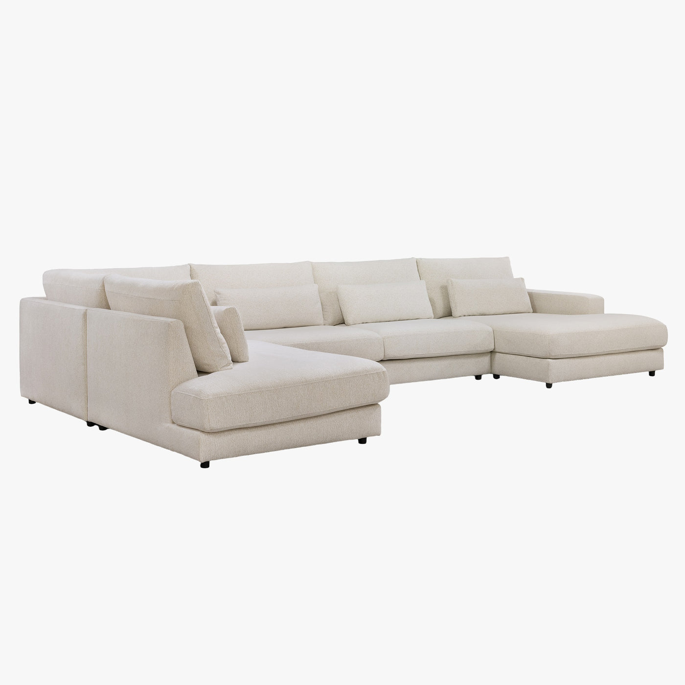 HILONA U Canapé panoramique tissu beige - Angle droit