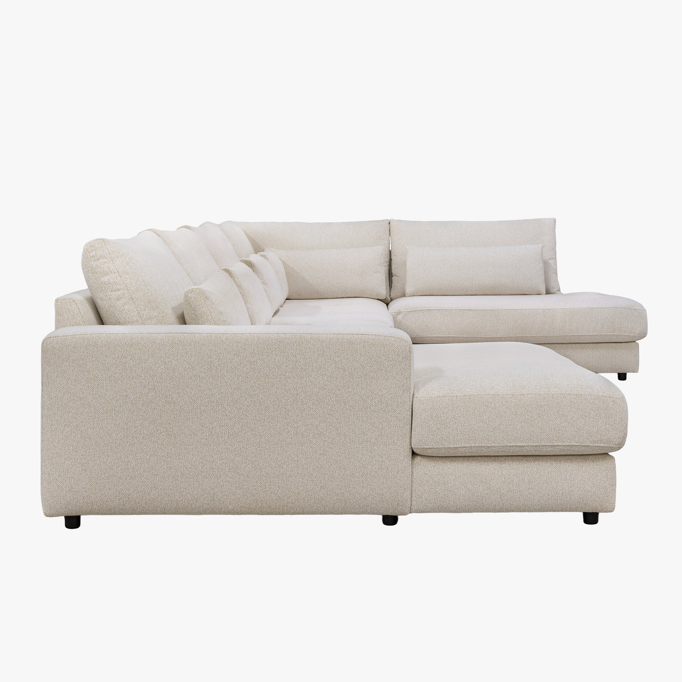 HILONA U Canapé panoramique tissu beige - Angle gauche