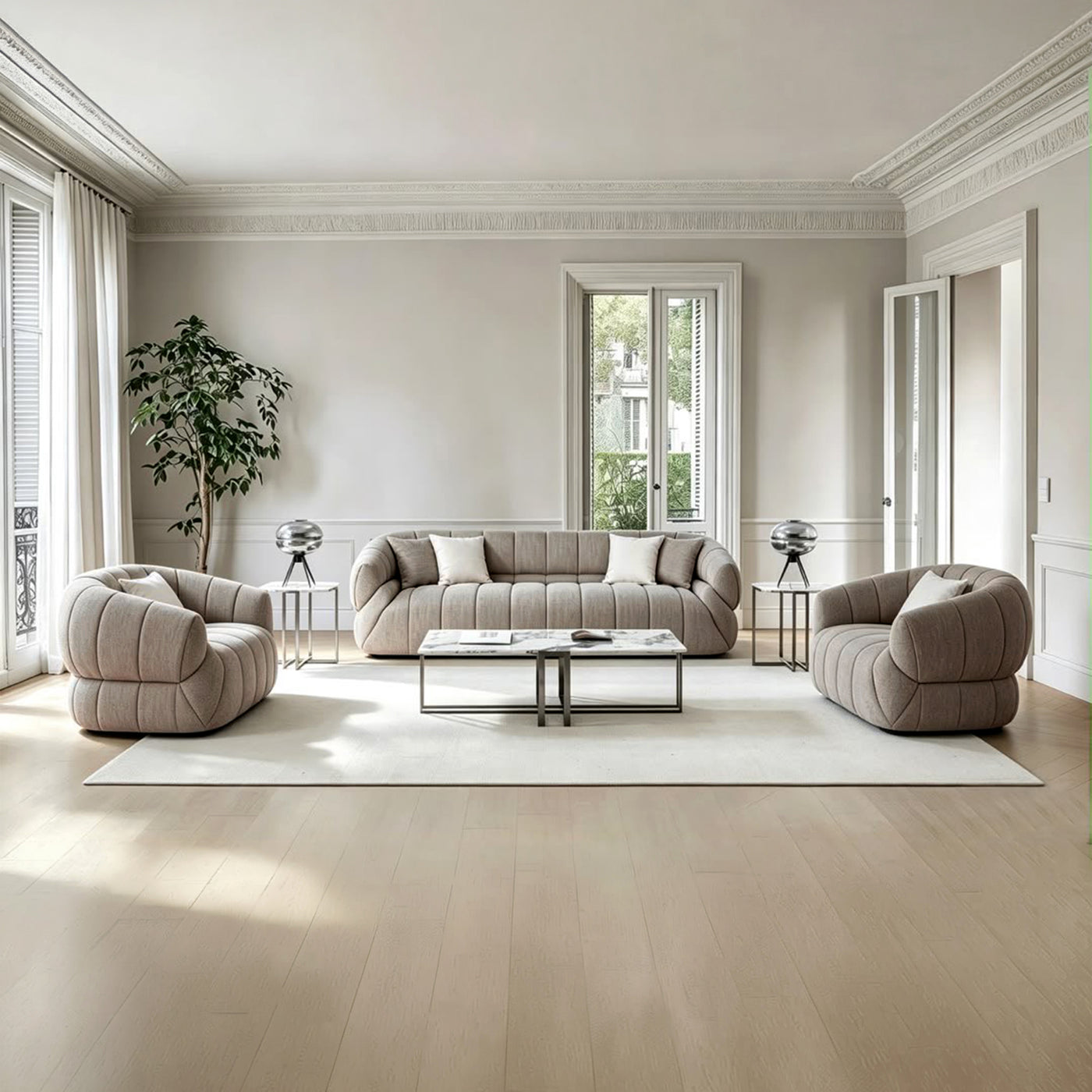 SIENA Fauteuil en tissu taupe