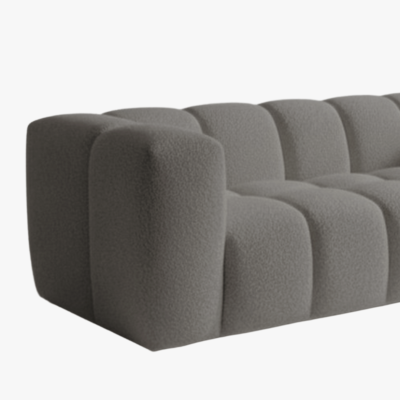 LAYANE Canapé 3 places tissu bouclette gris clair