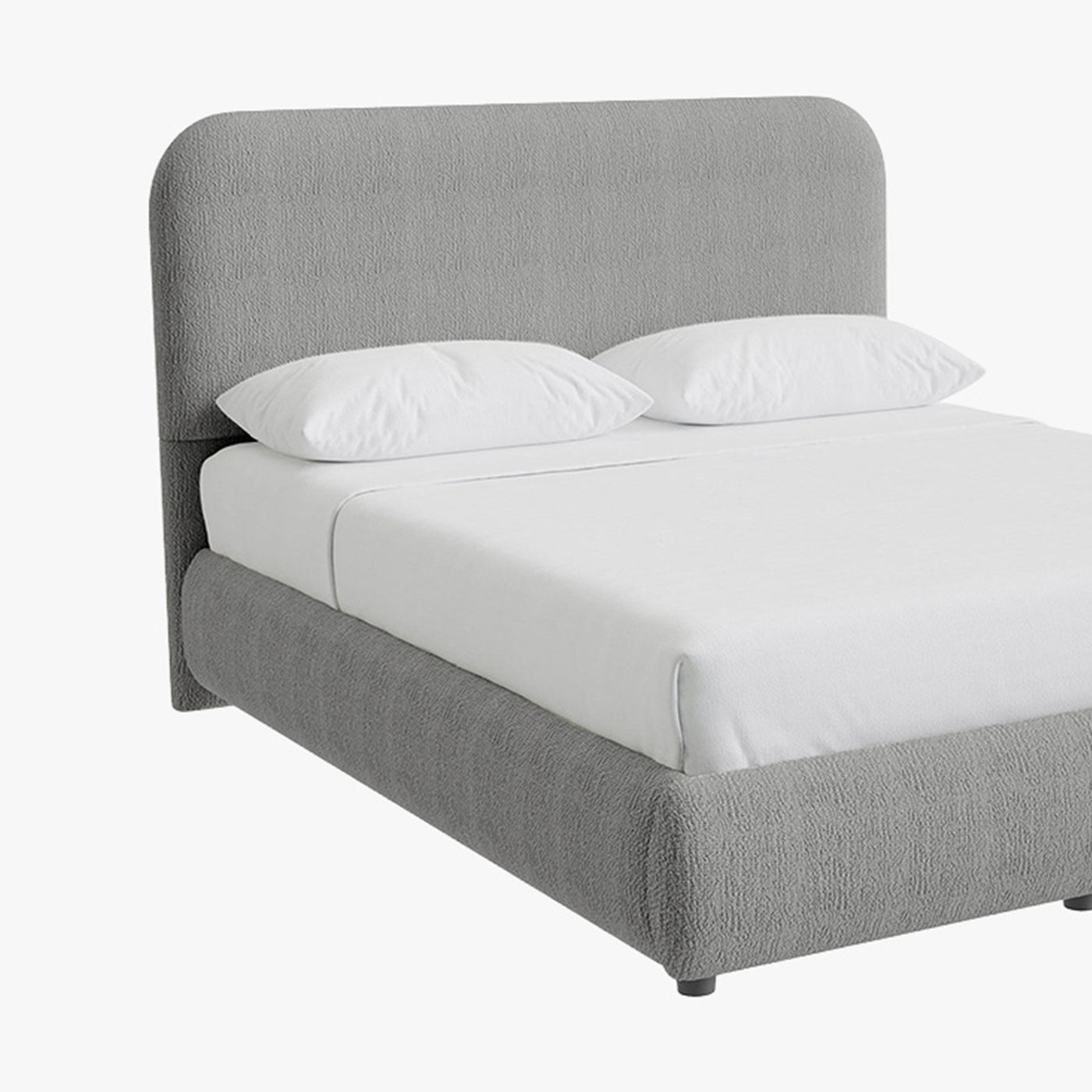 LINE Lit double en tissu gris vert avec coffre 140x190 cm