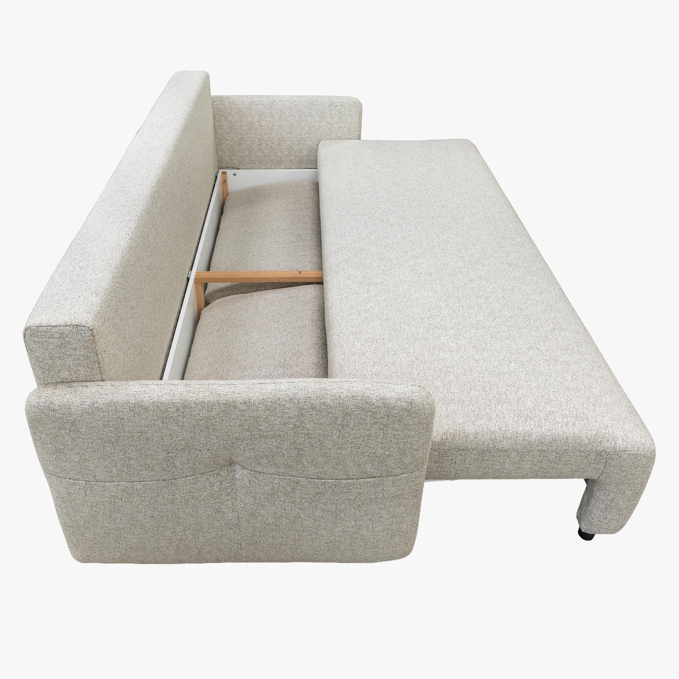 CARLA Canapé 3 places convertible en tissu beige