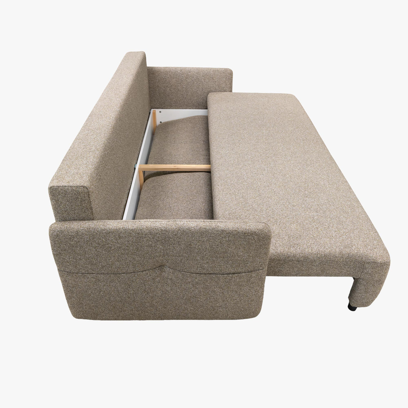 CARLA Canapé 3 places convertible en tissu taupe