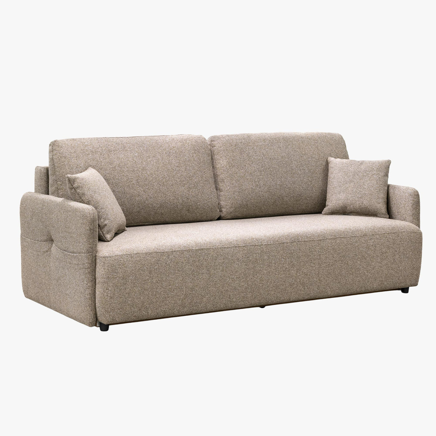 CARLA Canapé 3 places convertible en tissu taupe