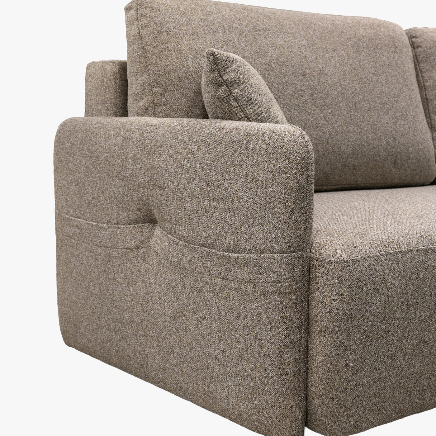 CARLA Canapé 3 places convertible en tissu taupe