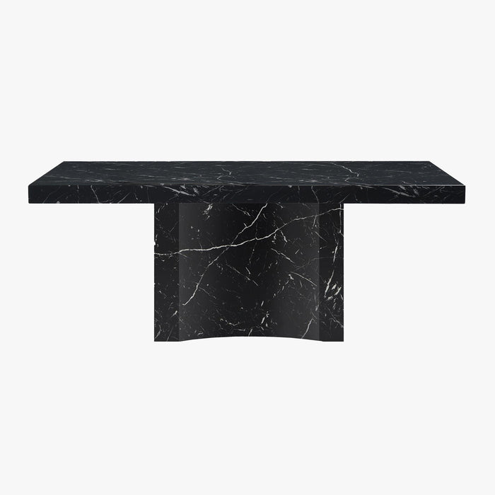 MALYA Table à manger marbre d'ingénierie noir