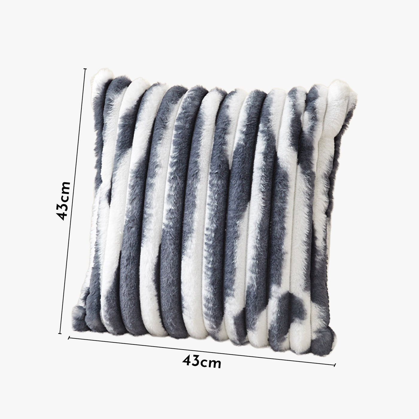 EVELYA Coussin carré en tissu côtelé gris et blanc 43x43 cm