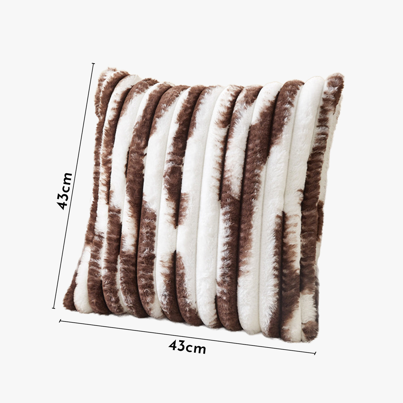 EVELYA Coussin carré en tissu côtelé  marron et blanc 43x43 cm