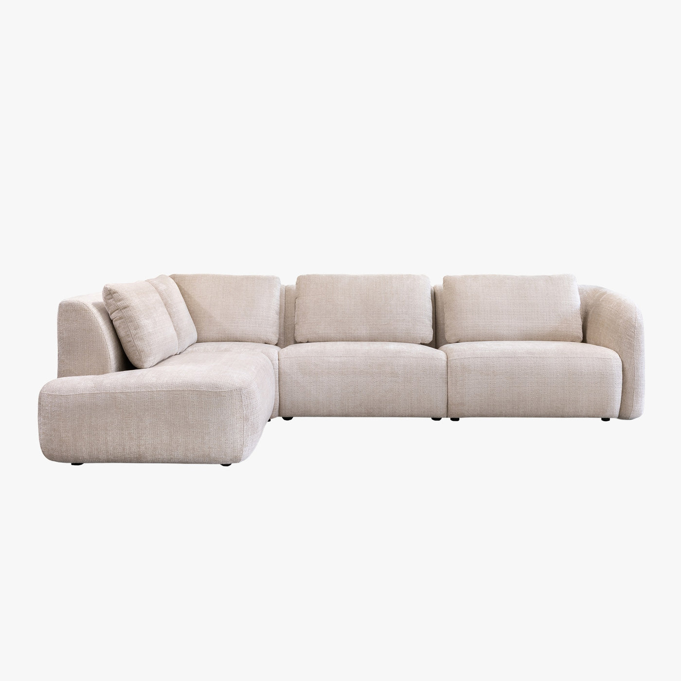 MERYA Canapé d'angle modulable en tissu beige - Angle gauche