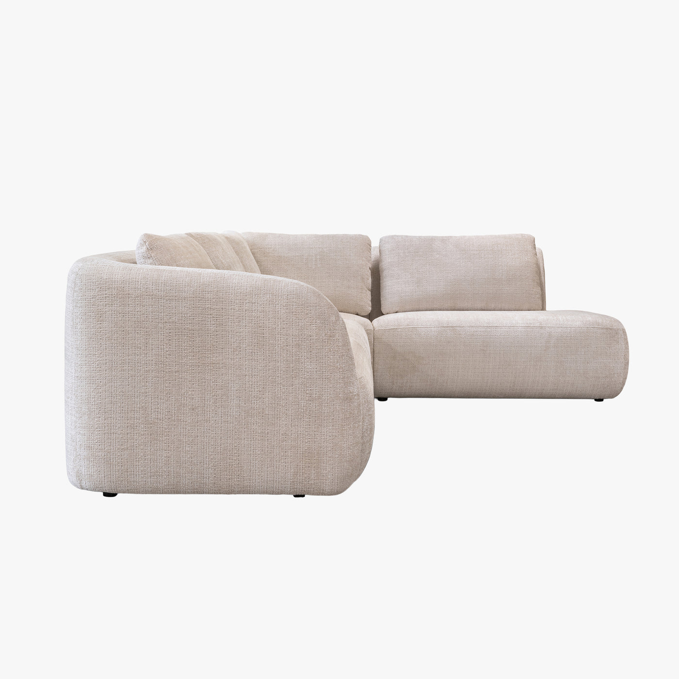 MERYA Canapé d'angle modulable en tissu beige - Angle droit