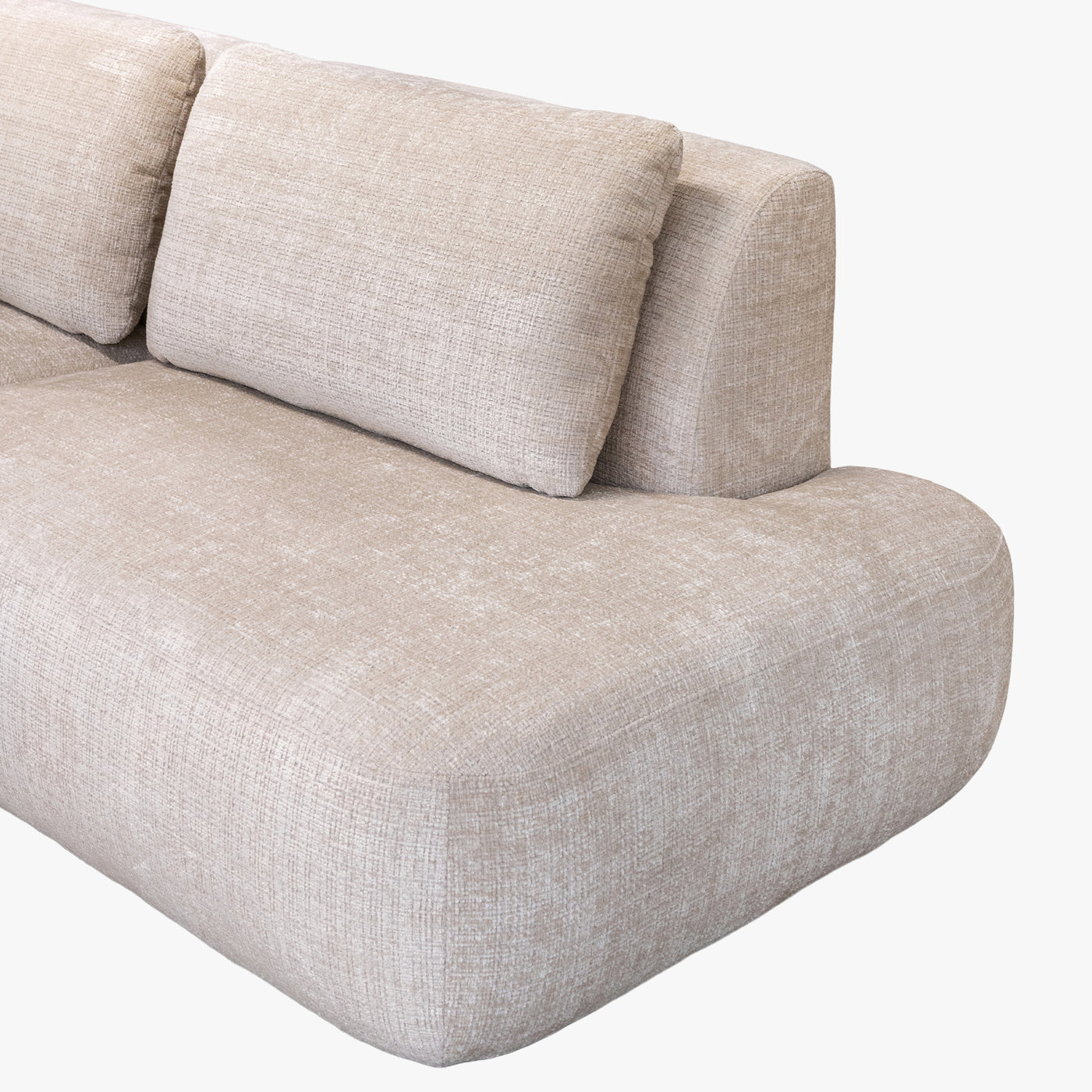 MERYA Canapé d'angle modulable en tissu beige - Angle droit